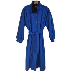 Winters Coming!Electre Vintage Wool Belted Trench Coat In Royal Blue Size 9-10